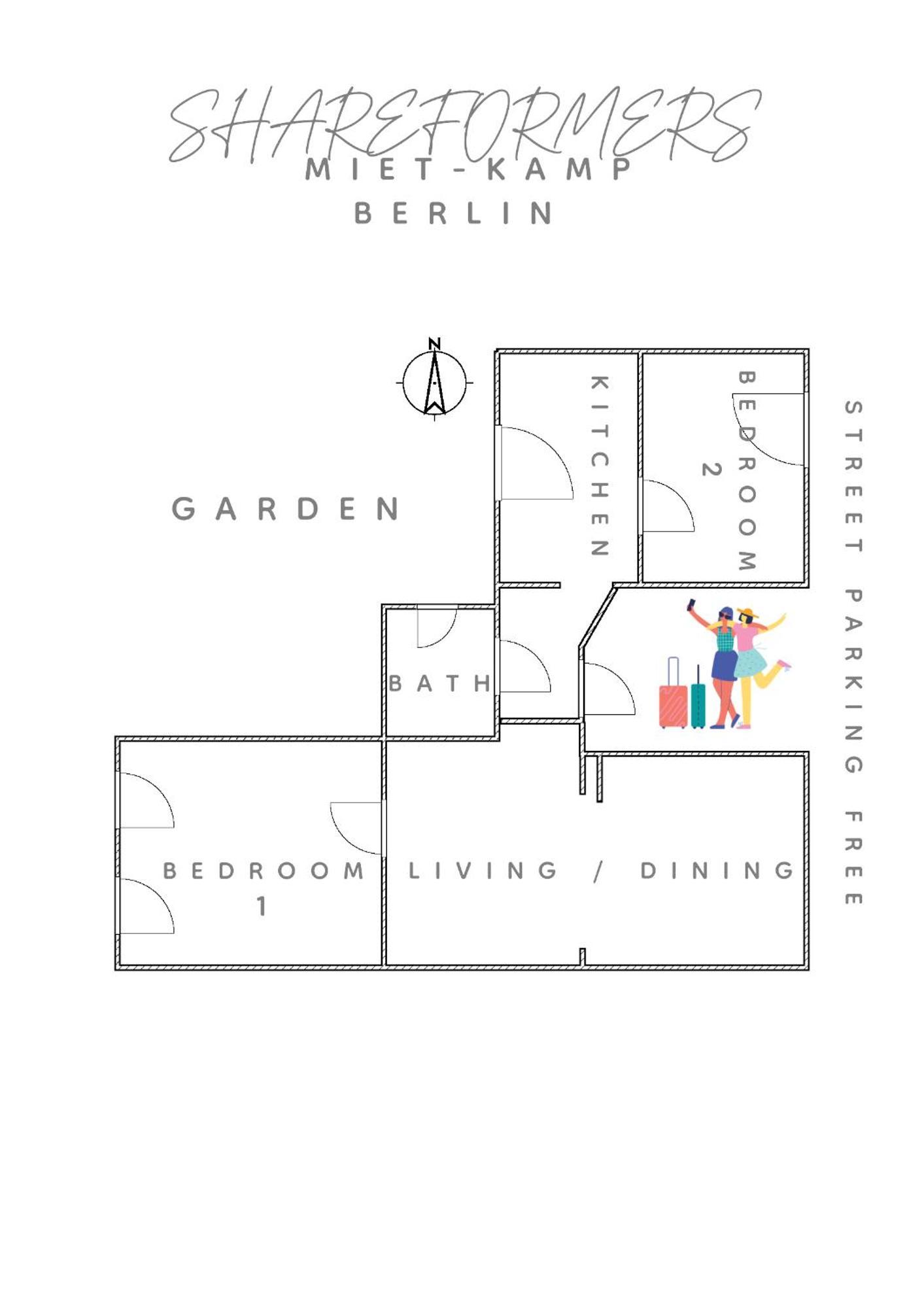 Miet-Kamp Ruhig, Zentral, Nahe Messe, Ausgefallenes Design 2 Schlafzimmer Berlin Eksteriør bilde